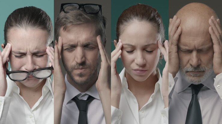 Professionisti aziendali con un forte mal di testa