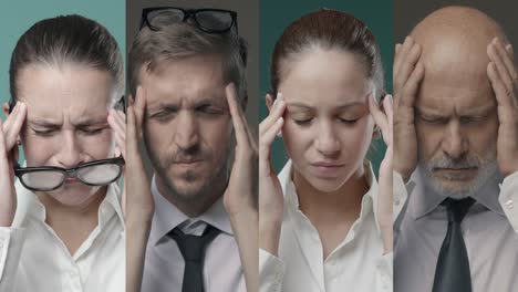 corporate business people having a bad headache