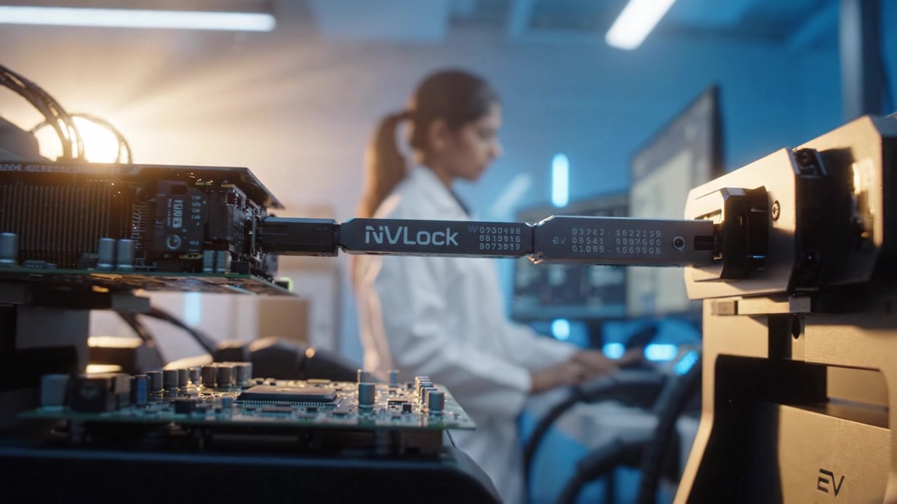 Advanced Technology Lab Scene with Female Engineer Conducting Research on Circuit Boards and Data Tools in a Modern Workspace Environment