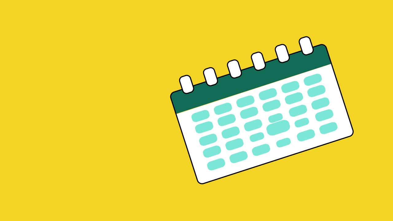 video de 4k del calendario de chequeo de dibujos animados en diseño plano.