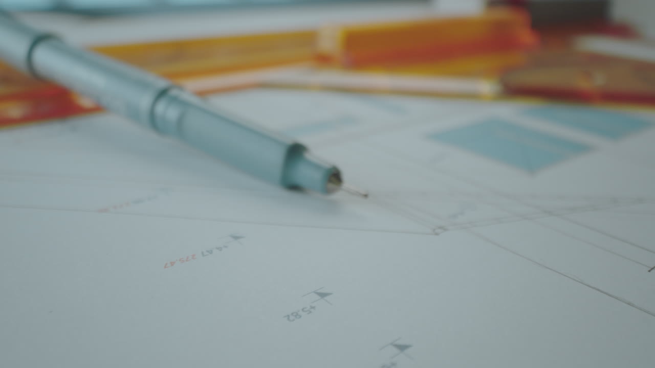 Architectural Blueprint with Drafting Tools