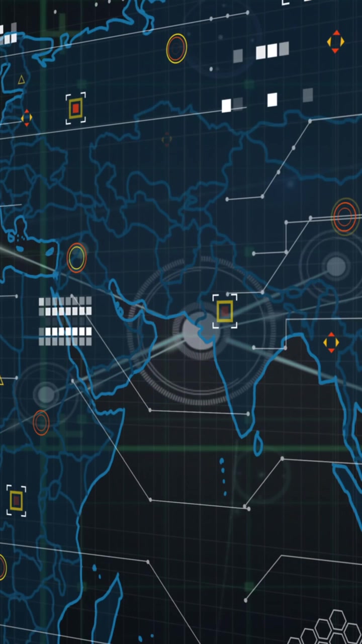 Animated World Map with Global Network and Data Connections