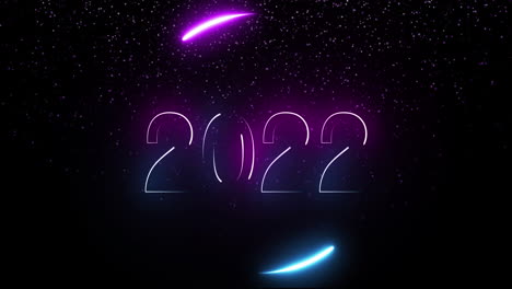 animación de texto de neón 2022 sobre fondo negro