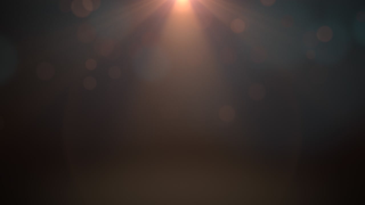 Fly big blue and red round bokeh with sun rays on dark background