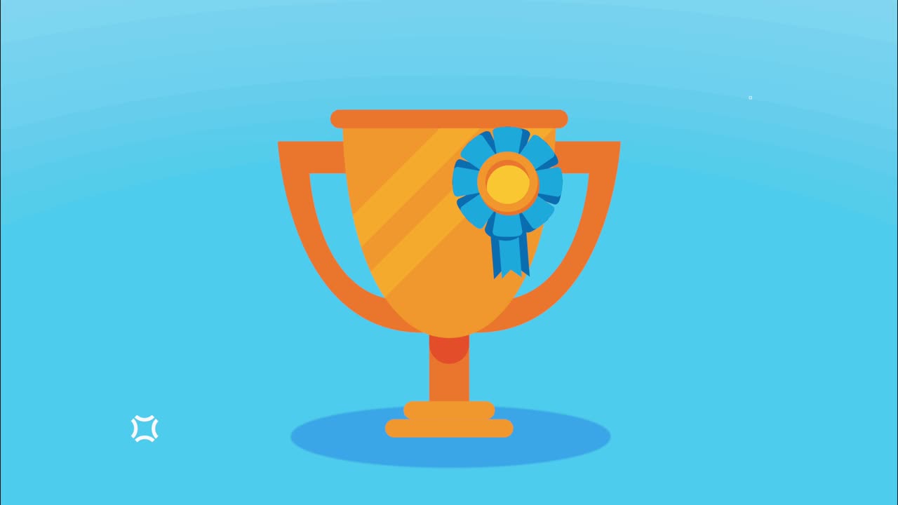 golden trophy with medal animation