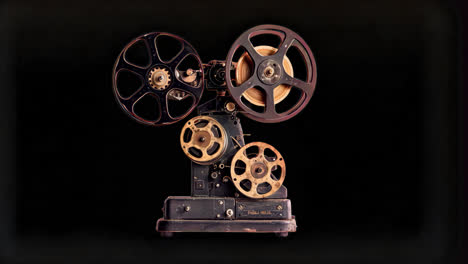 Vintage film projector machine animated overlay, transparent 4K video, alpha channel, ProRes 4444