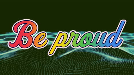 Animation of data processing over be proud text