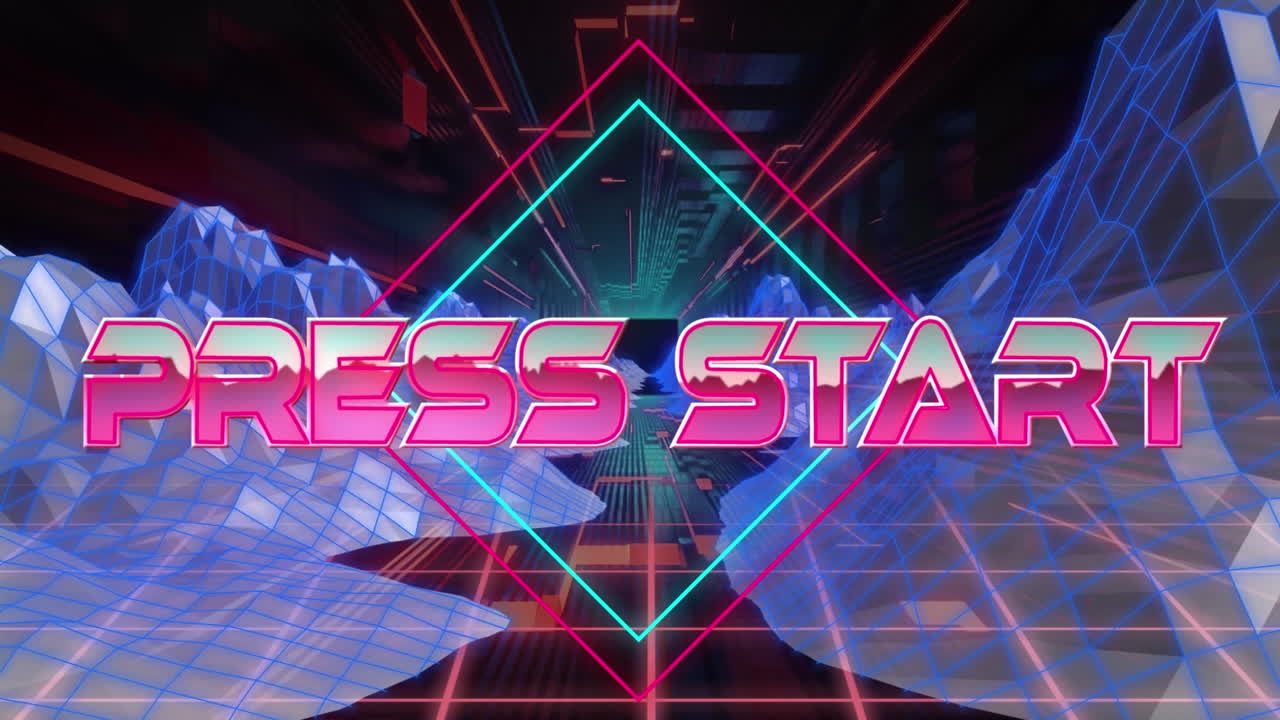 언론의 비디오 시작 텍스트 위에 반 ⁇ 이는 패턴과 etaverse