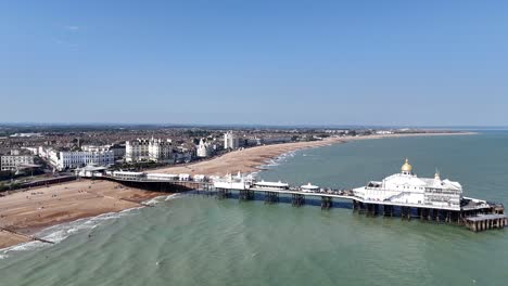 panning drone aerial eastbourne pier sussex uk