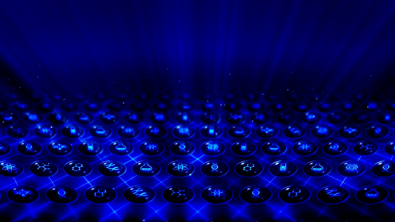 유전자 아이콘 세트, 생명공학 배경, cg 루프 애니메이션