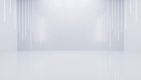 white empty room with glowing neon lines, 3d rendering.