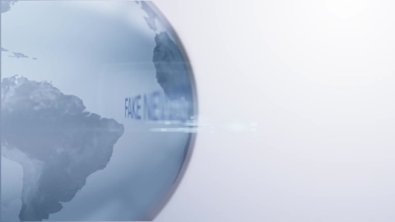 지구 앞에 쓰여진 가짜 뉴스의 단어 애니메이션