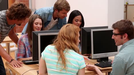 students working in computer room