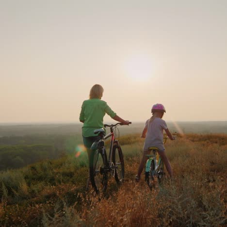 A-woman-and-a-child-ride-bicycles-6