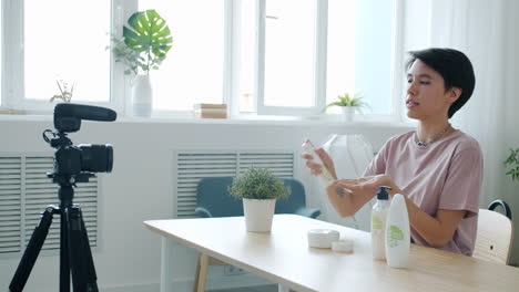 skincare routine demo by a vlogger