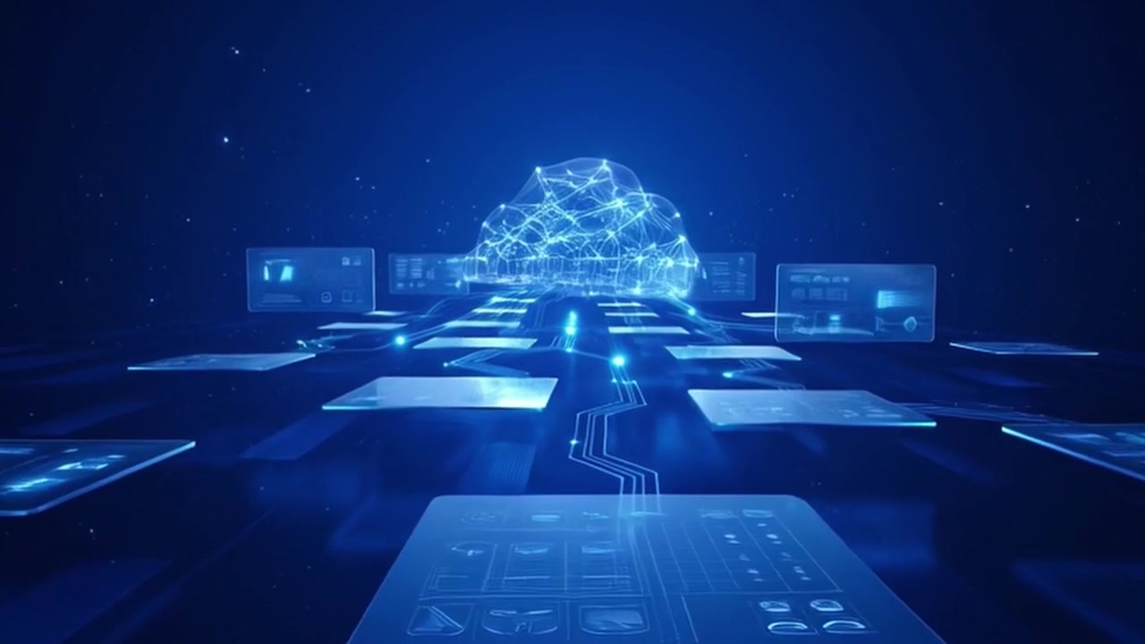 Digital Cloud Computing Network with Data Flowing Through Circuitry