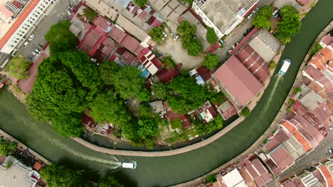 drone aerial footage in malacca old town, malaysia