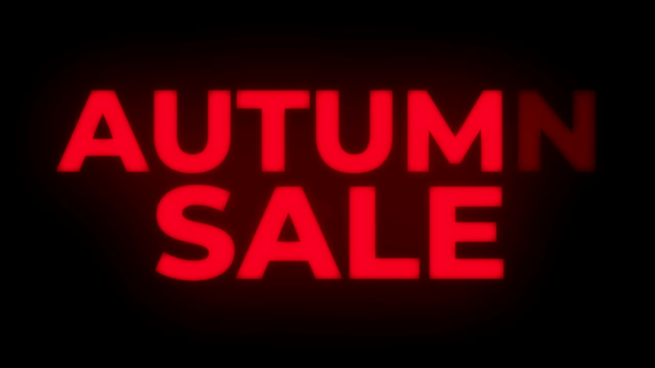 Autumn Sale Text Flickering Display Promotional Loop.