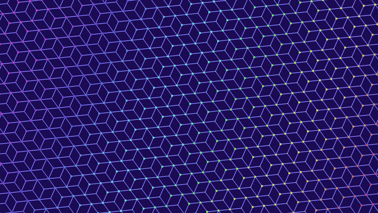 네온 화려한 빛으로 추상 기하학적 큐브 패턴