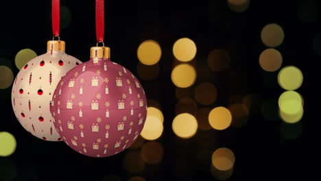 los adornos de la pelota de navidad están balanceándose en el fondo de bokeh archivo de bucle