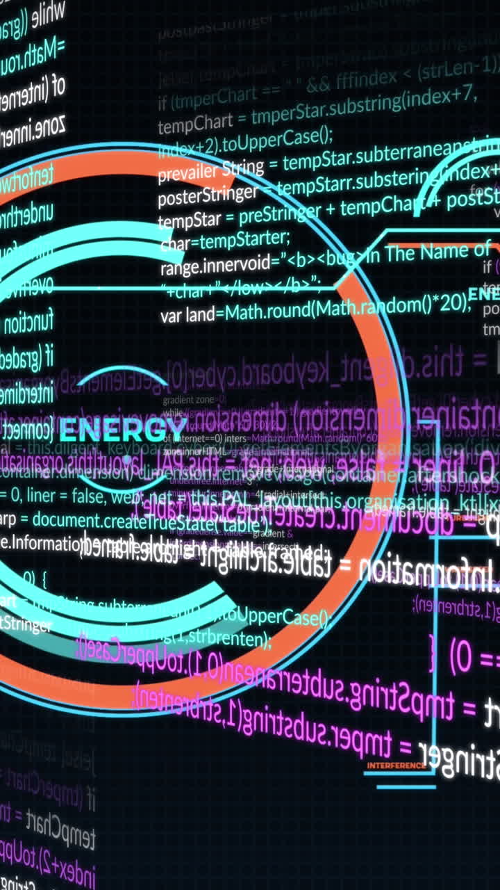 Animation of scope scanning and data processing over black background