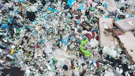 aerial view of a large landfill full of waste and trash