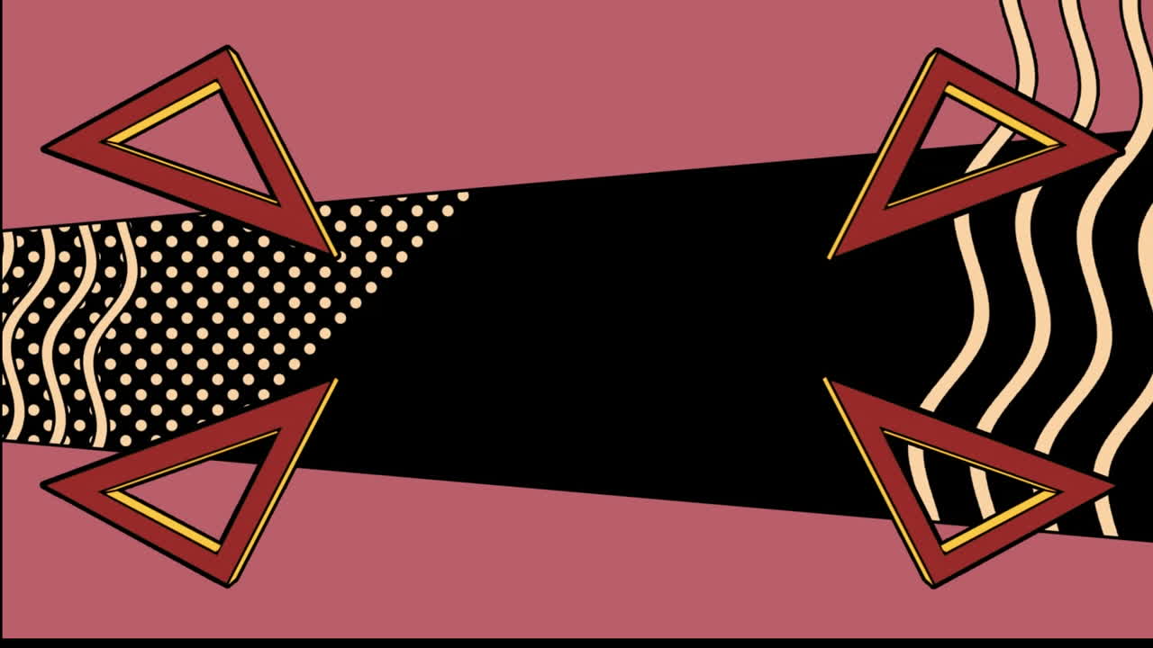 검은색 배경 위에 다채로운 기하학적 그래픽의 애니메이션