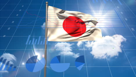 bandera de japón contra las nubes