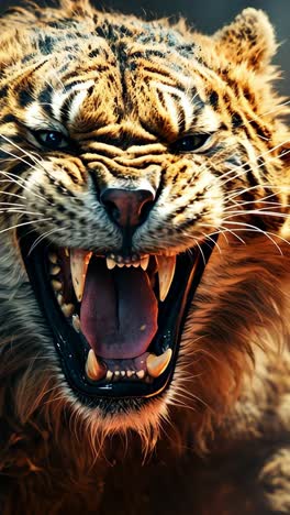 fierce tiger roaring amidst flames in a dramatic setting