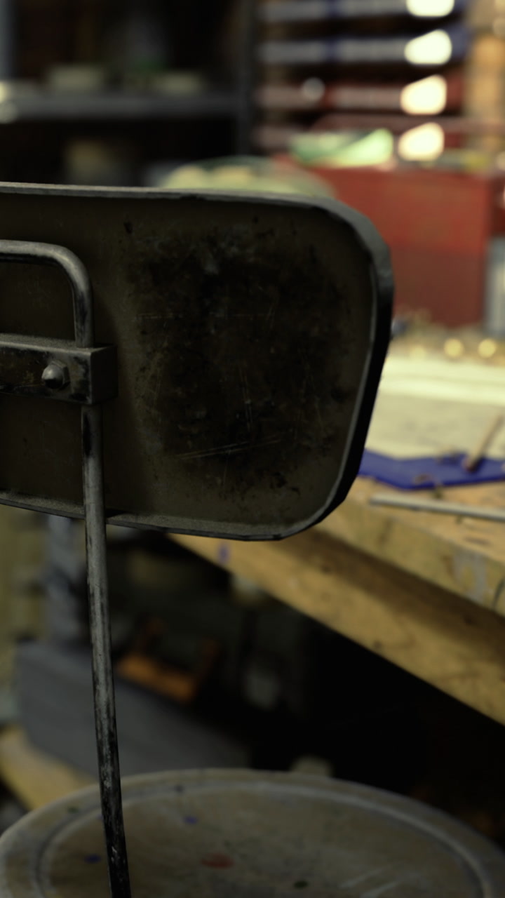 Tools and workspace in a workshop during late afternoon hours