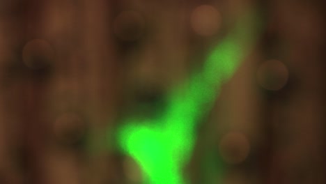 festive delicate white lights sway in the dark and a fast green beam.
