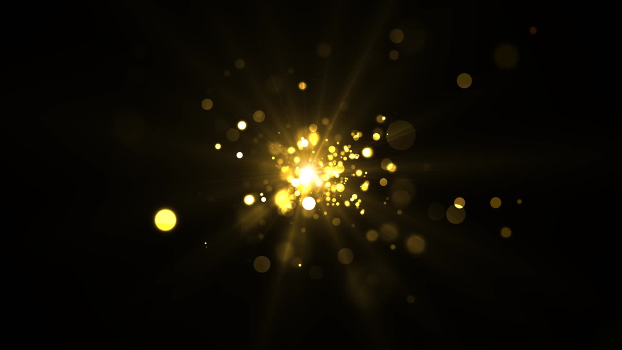 빛의 중심에서 방출되는 황금 입자, 4k 애니메이션 로 가능한 배경.