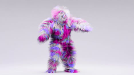 hairy 3d cartoon, fun hip hop and samba dance, furious beast having fun, mascot looping animation, harmonious minimal modern movement design, fluffy monster, 3d render