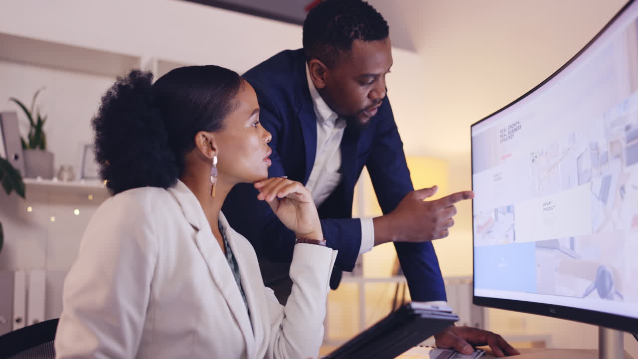 Teamwork, training and business people on computer