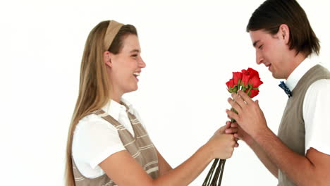 Cute-nerdy-couple-on-white-background