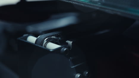 close-up of a video tape mechanism