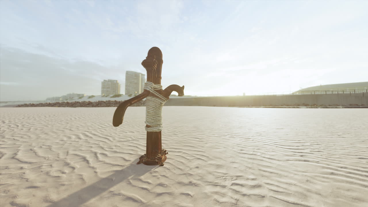 old rusty water pump at sunny day