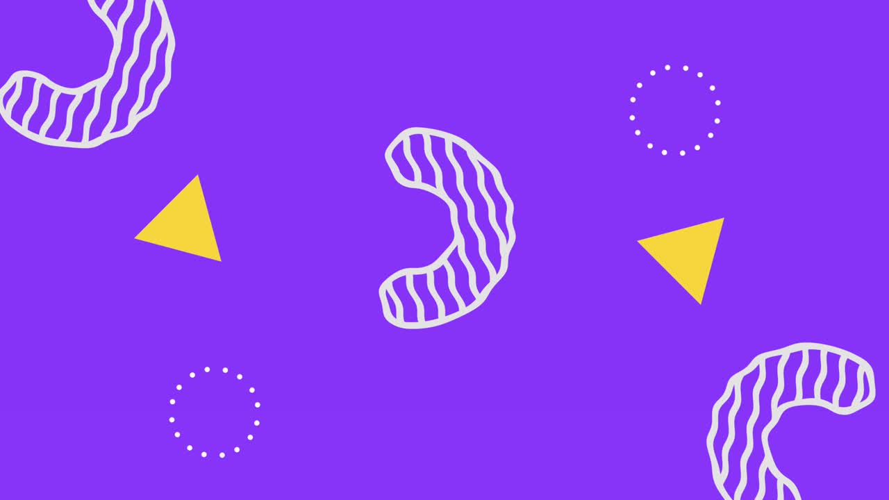 figuras geométricas y color estilo memphis en fondo púrpura