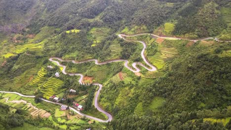 Aerial-footage-of-a-mountain-range-in-northern-Vietnam