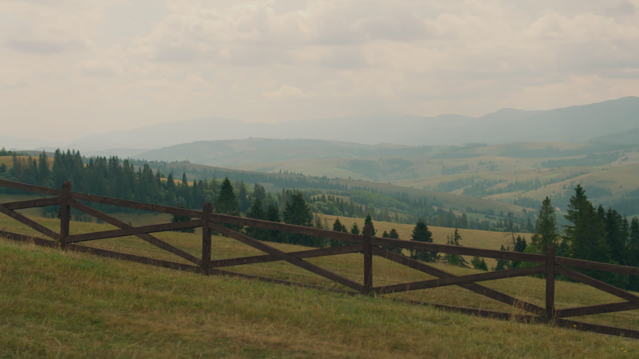panorama View on Beautiful Hills Valley Panorama View on Beautiful Hills Valley between Mountains Aesthetic Landscape of Clear Nature Fresh Foggy Weather Amazing View from High Rock