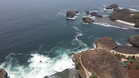 Aerial-view-of-Kasap-beach-located-in-Pacitan,-Indonesia