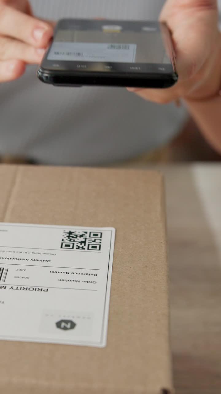 Scanning QR Code on Package for Delivery Information