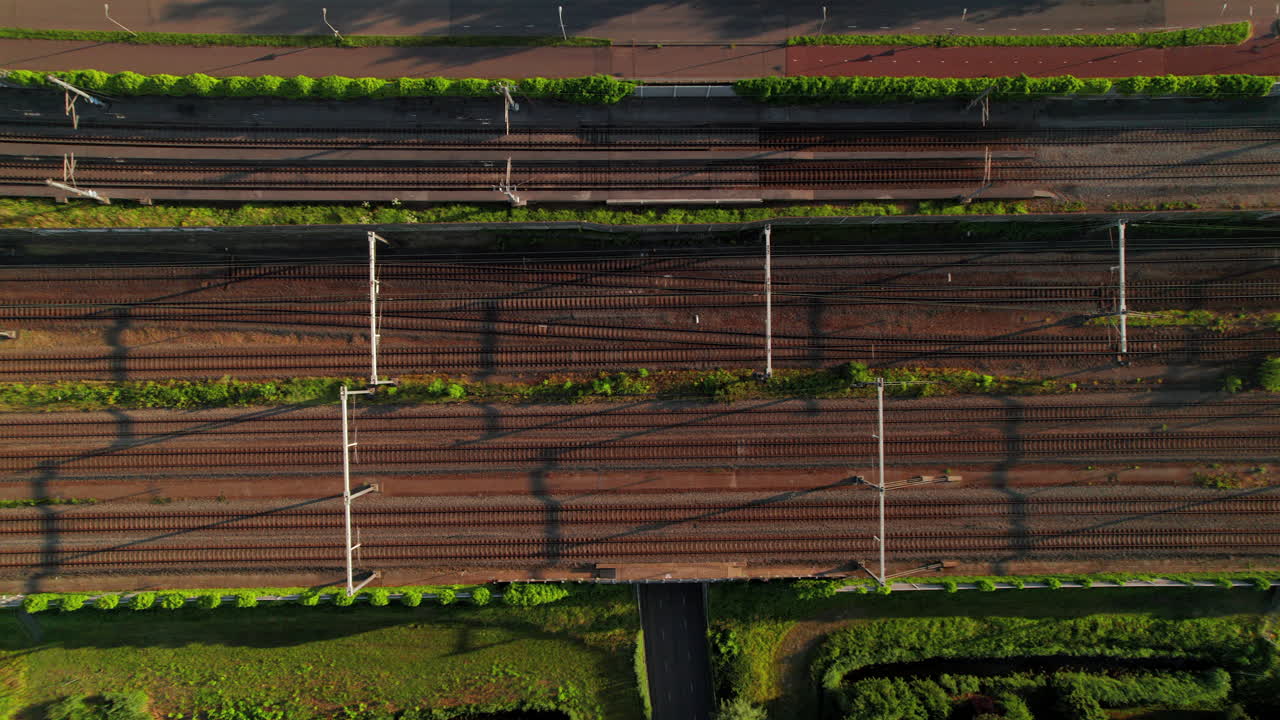 Aerial View of Train Tracks and Railway System