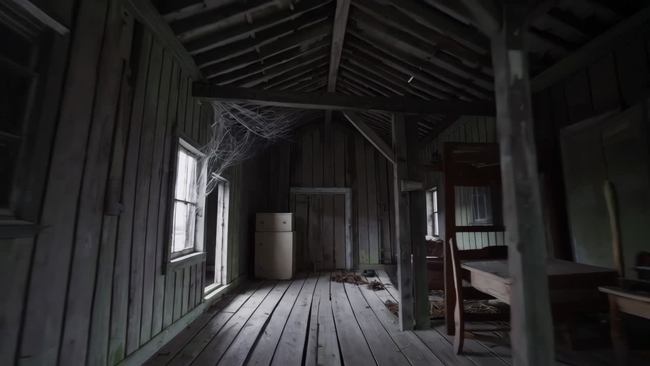 Abandoned Wooden House Interior
