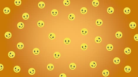 seamless looping animation with many icon of smiles that wiggle on a yellow background