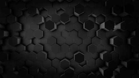 superficie futurista abstracta con las filas de figuras hexagonales negras en movimiento, patrón geométrico, bucle sin costuras. animación. formas inusuales que parecen panal de miel, patrón monocromático