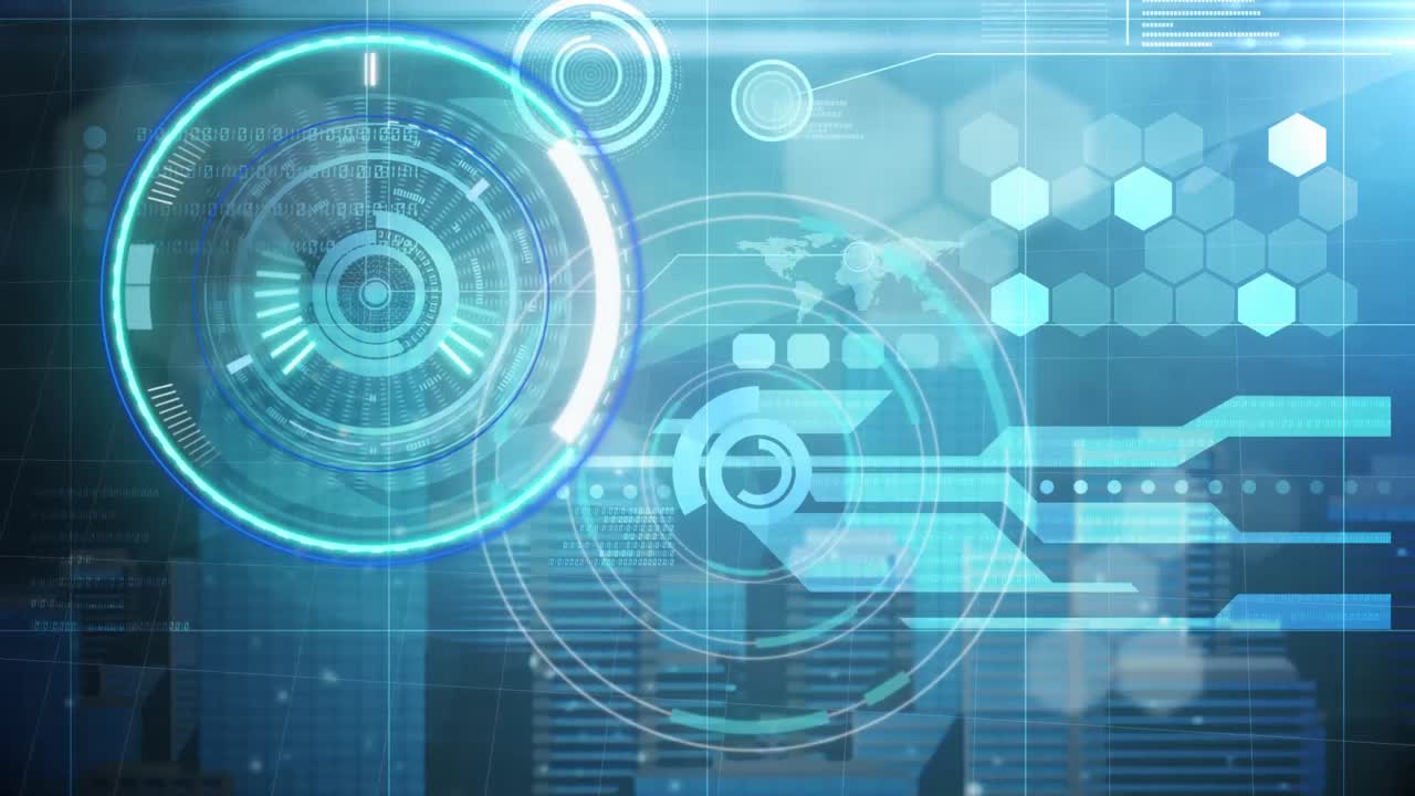 디지털 화면을 통해 스캔 및 데이터 처리 스 ⁇ 의 애니메이션