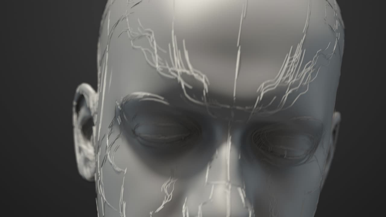 고급 바이오닉 로이 무작위로 머리를 움직인다 - 3d 4k 애니메이션 루프