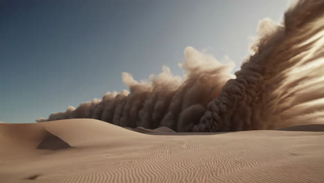 una poderosa tormenta de arena en el desierto