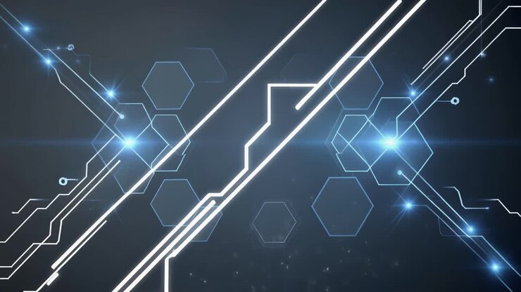 Abstract Technology Background with Glowing Lines and Hexagons
